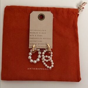 NWOT Asymmetrical pearl hoop huggie earrings (faux pearls)